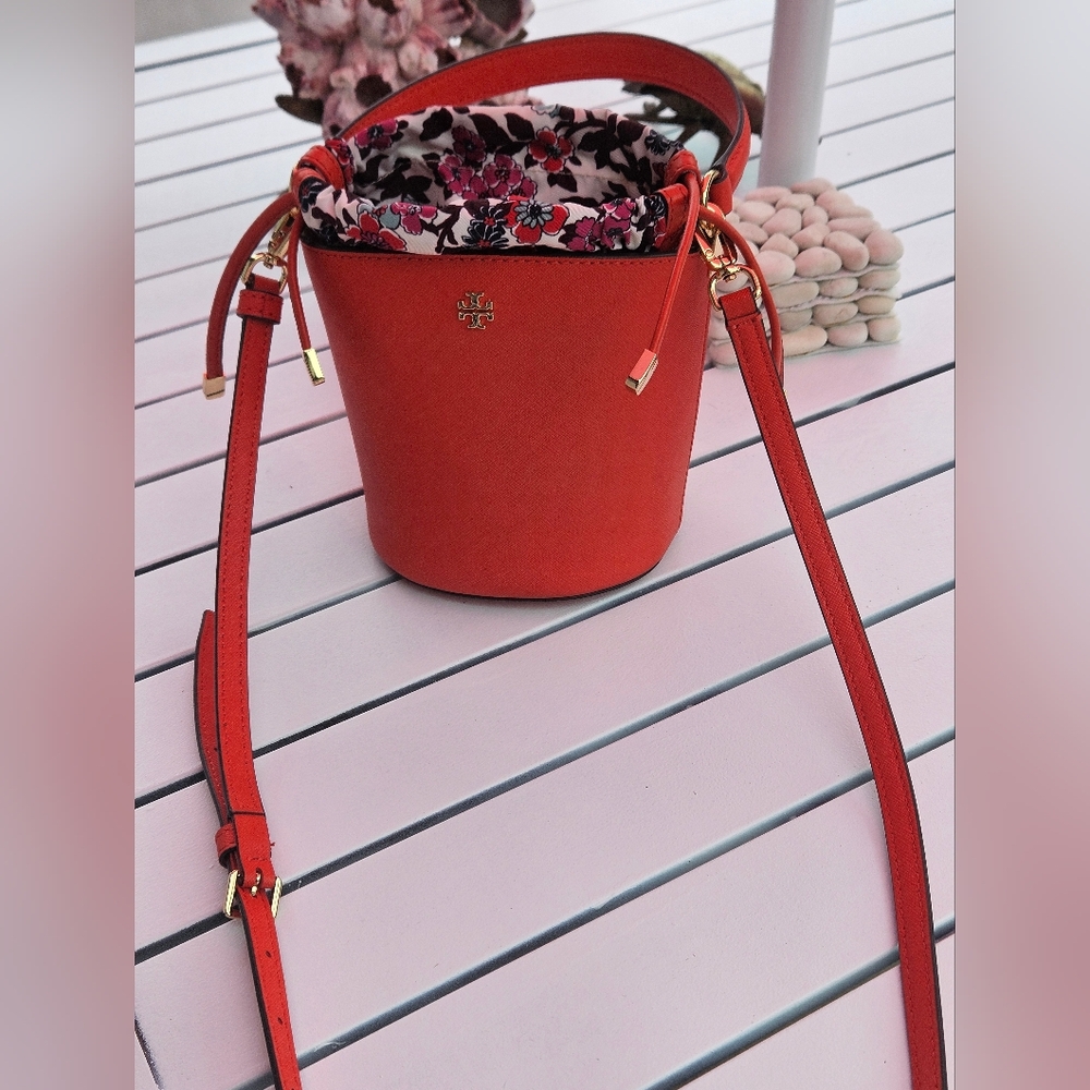 Tory Burch  Bright Orange Bucket Bag